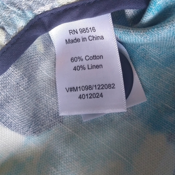 Coldwater Creek NWT Linen Blend Blue Yellow Watercolor Ruffle Jacket Art to Wear - Picture 9 of 9
